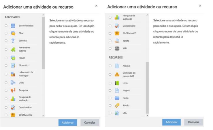 atividades e recursos